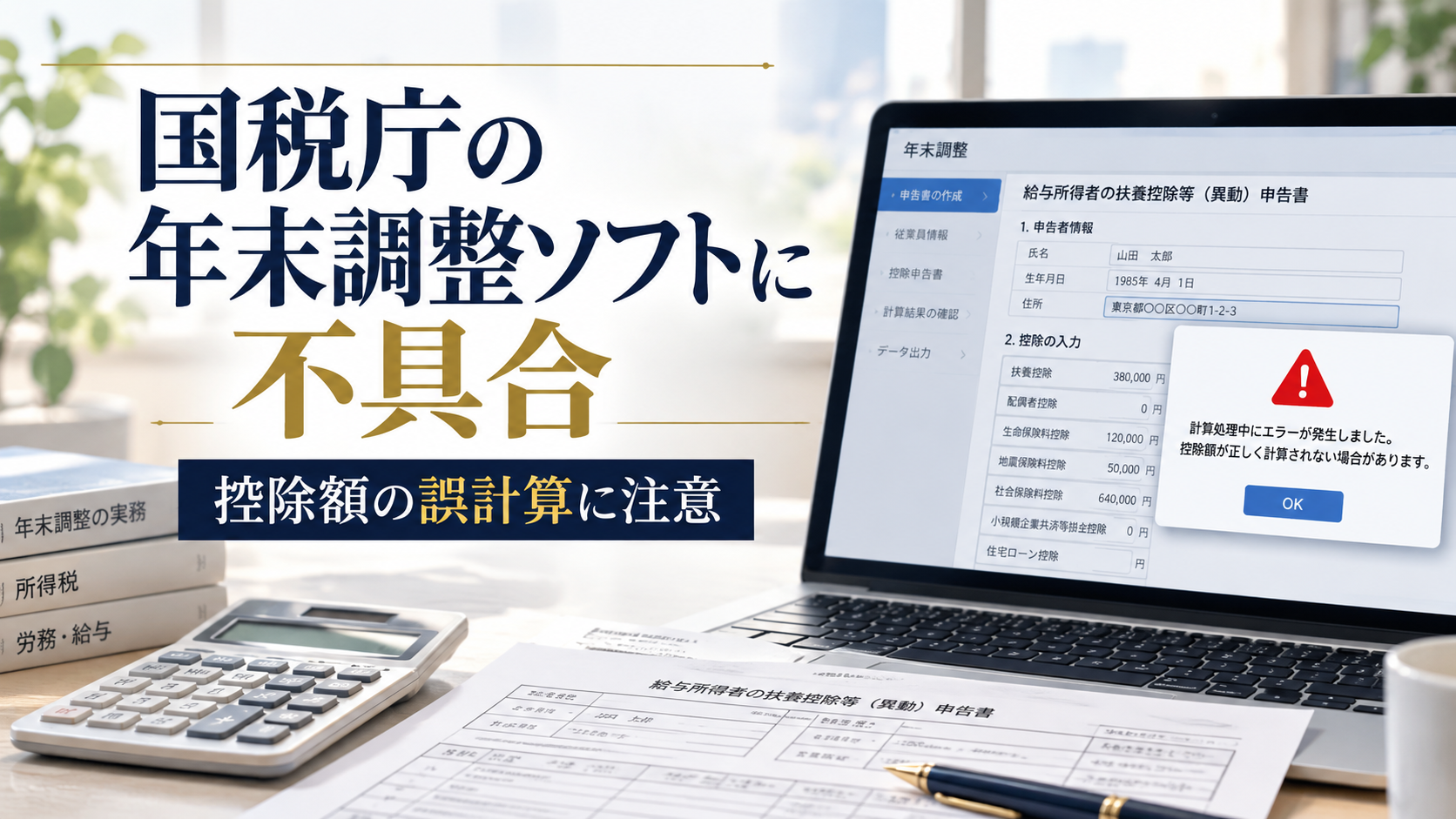 国税庁の年末調整ソフトに不具合―控除額が正しく計算されない場合があります